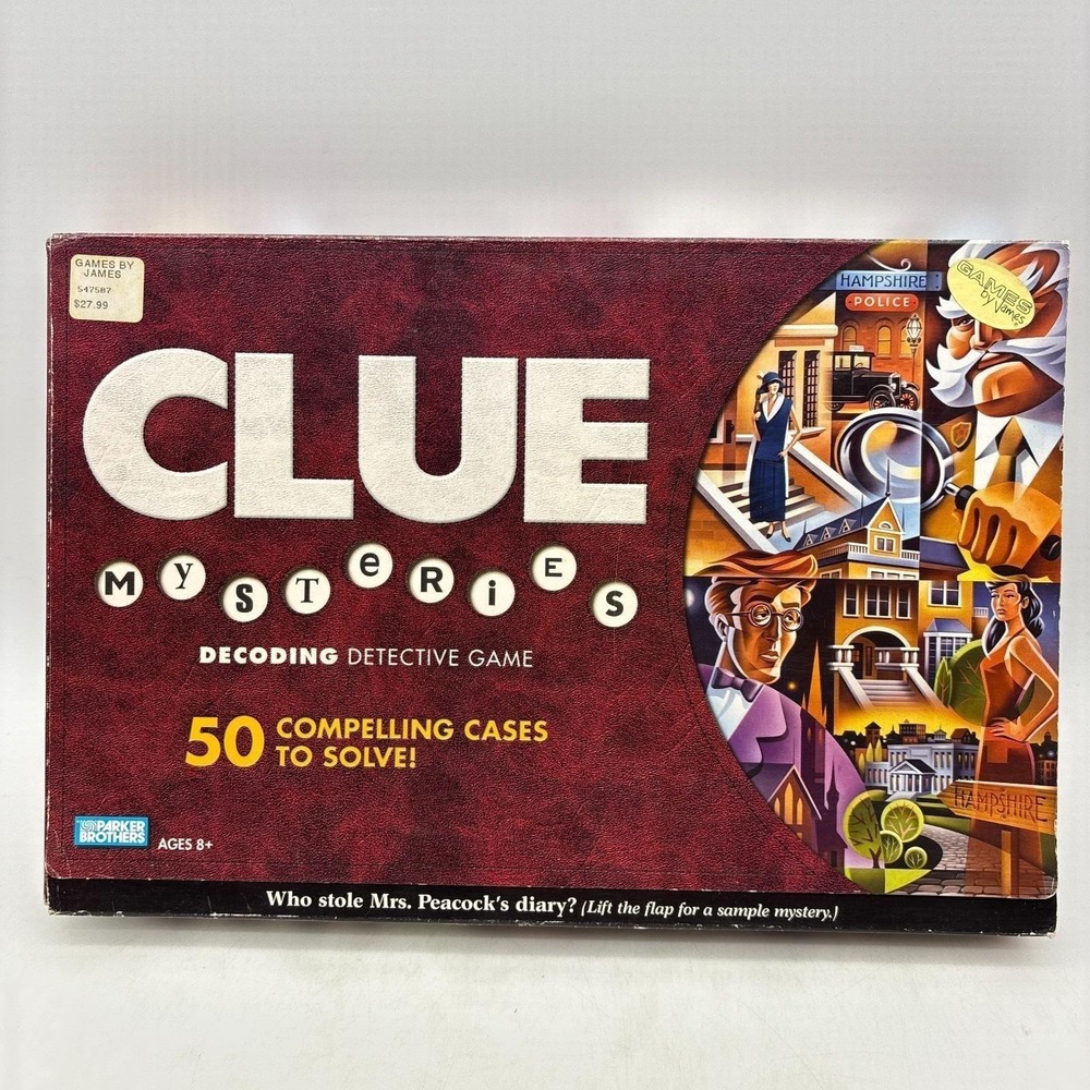 Clue Mysteries COMPLETE Parker Brothers 2005 Classic Detective Board Game 42404
